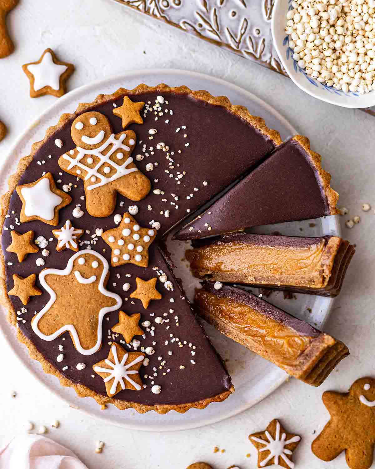 Vegan Gingerbread Caramel Tart Dessert