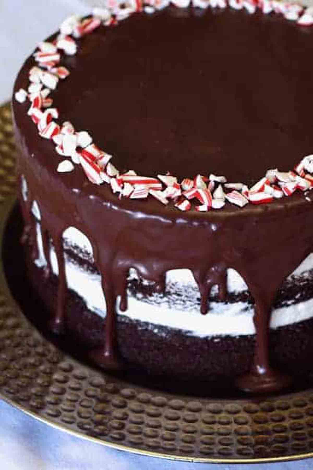 Chocolate Peppermint Layer Christmas Cake