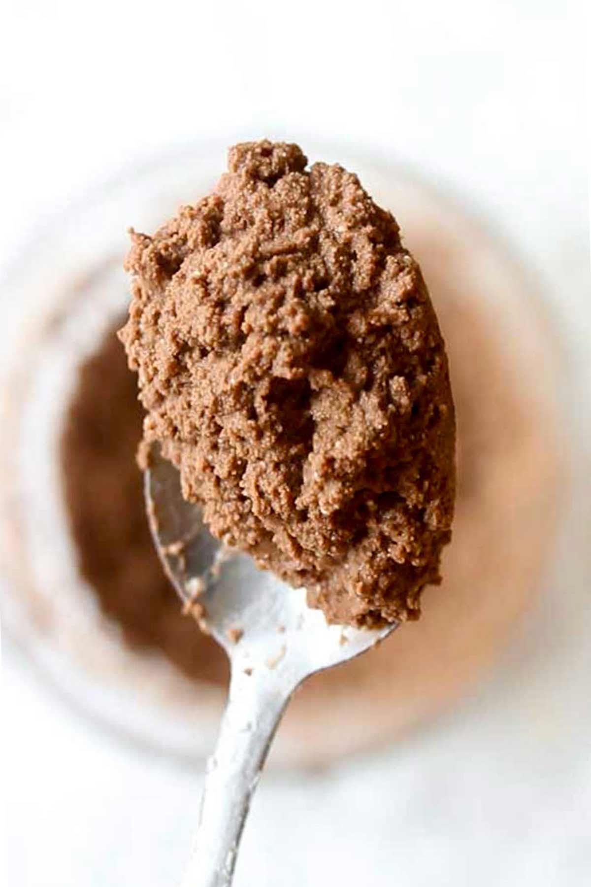 Spoonful Of Vegan Keto Chocolate Mousse On A Spoon
