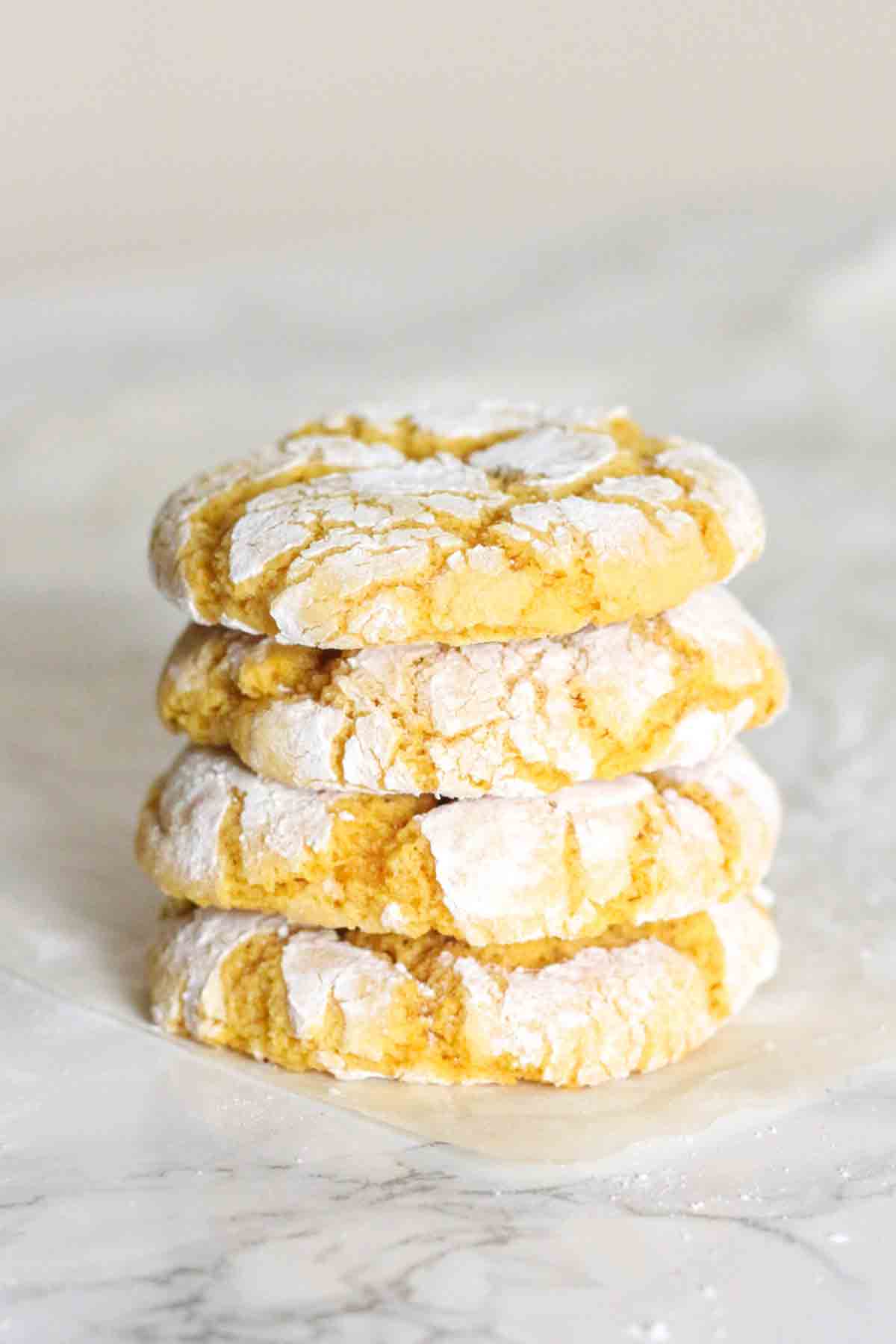 Stack Of 4 Eggless Lemon Crinkle Cookies