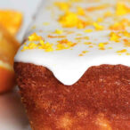 Close Up Of Vegan Orange Drizzle Loaf Cake