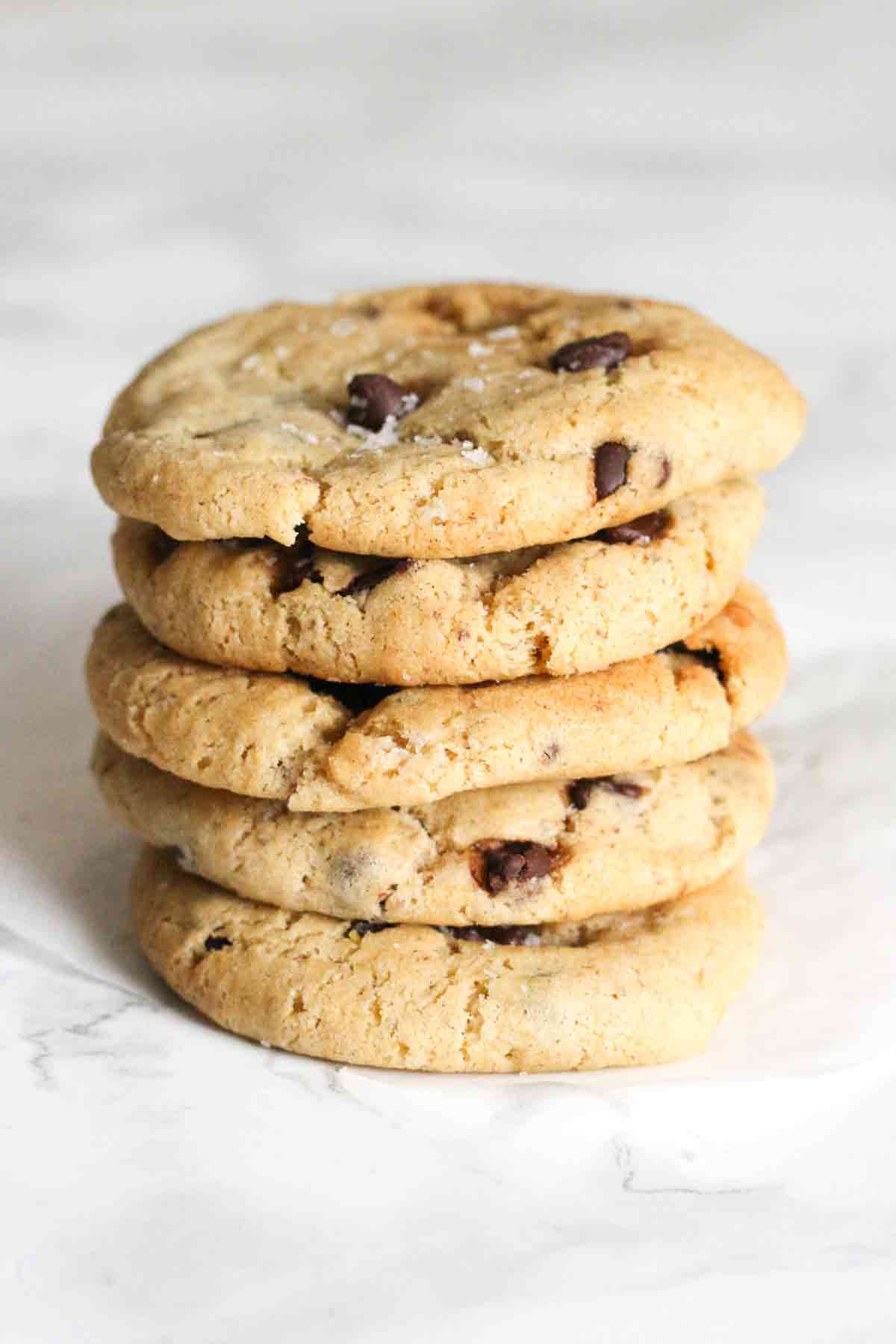 Stack Of 5 Dairy Free Chocolate Chip Air Fryer Cookies