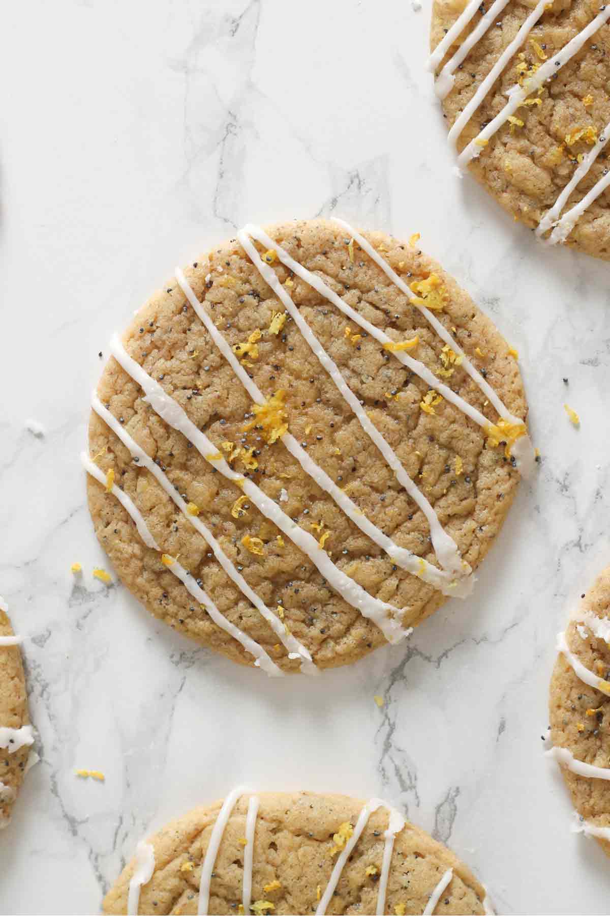 Vegan Lemon Poppy Seed Cookies With Icing On Top
