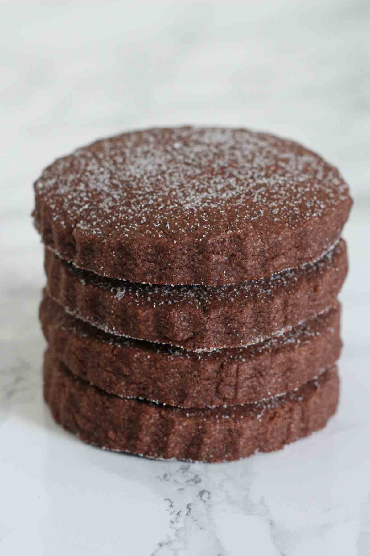 Stack Of 4 Vegan Chocolate Shortbread Biscuits