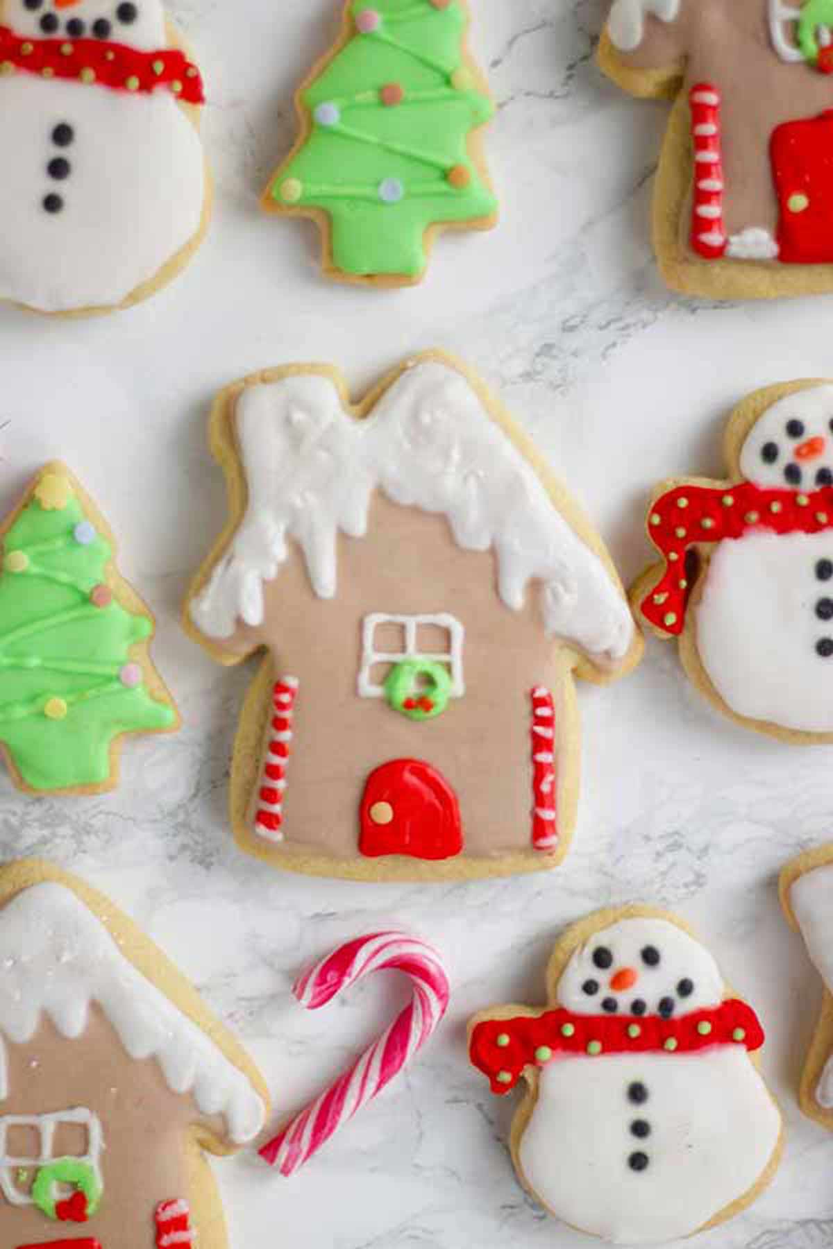 Overhead Image Of Vegan Royal Icing Decorated Cookies