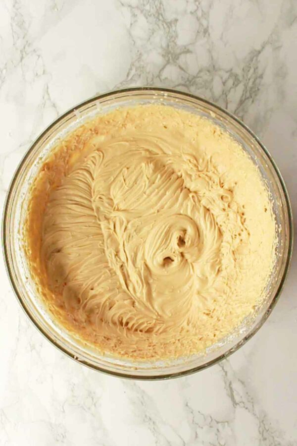 Whipped Dairy Free Biscoff Filling In A Bowl
