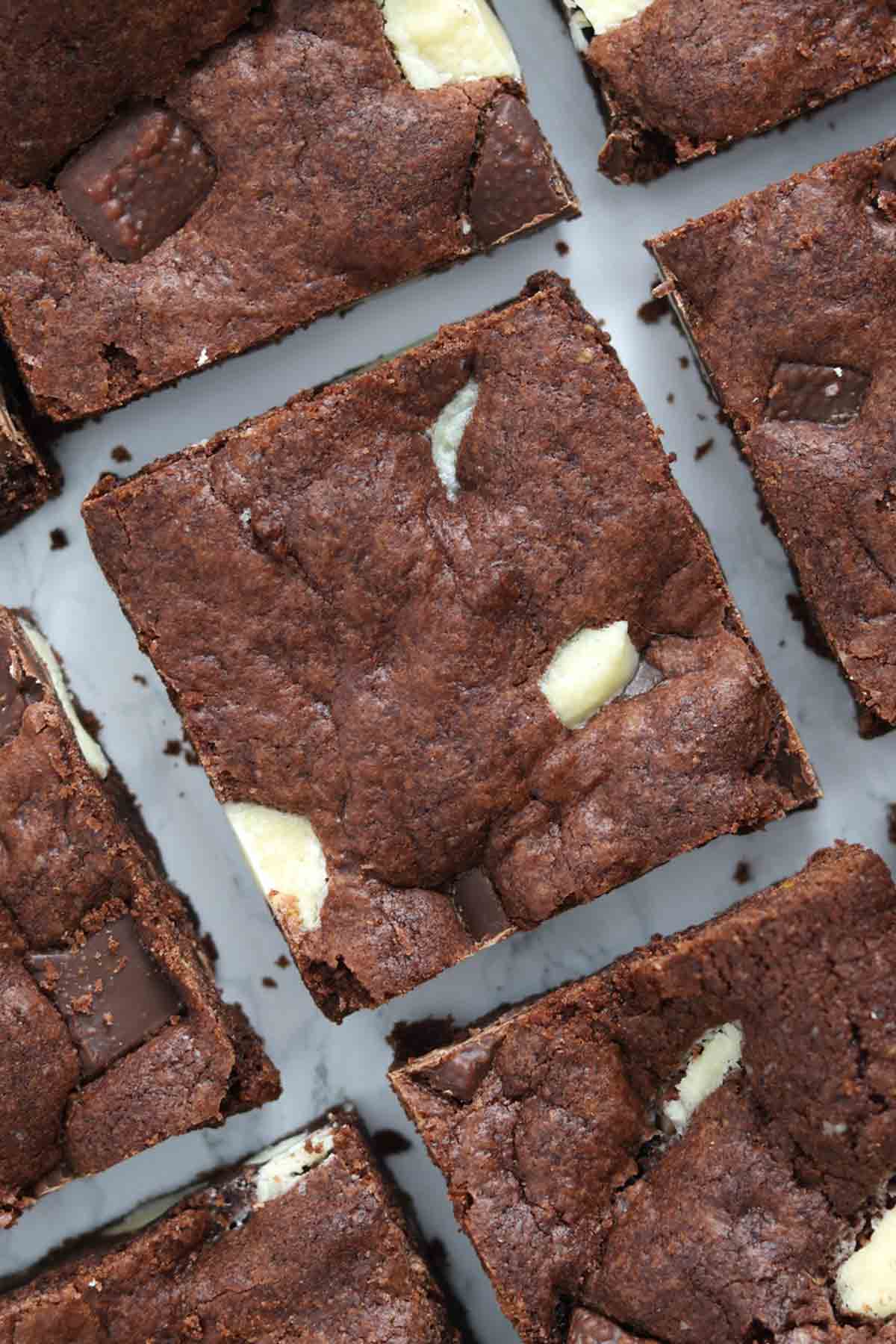 Overhead Image Of Vegan Triple Chocolate Cookie Bars